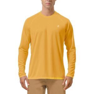 image:imageRoadbox Mens UPF 50 UV Sun Protection Shirts Outdoor Long Sleeve SPF Rash Guard for Fishing Hiking Swimming Running1 Pack  Golden Yellow