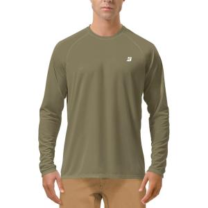 image:imageRoadbox Mens UPF 50 UV Sun Protection Shirts Outdoor Long Sleeve SPF Rash Guard for Fishing Hiking Swimming Running1 Pack  Khaki