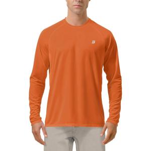 image:imageRoadbox Mens UPF 50 UV Sun Protection Shirts Outdoor Long Sleeve SPF Rash Guard for Fishing Hiking Swimming Running1 Pack  Orange