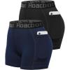 image:imageRoadbox 3 Womens Volleyball Spandex Shorts with PocketNonPocket 23 Pack Compression Shorts for Workout Running Gym YogaBlacknavy