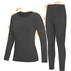 image:imageRoadbox Thermal Underwear Sets for Women Long Johns Fleece Lined Top amp Bottom Warm Skiing Base Layer Cold Weather WinterDark Gray