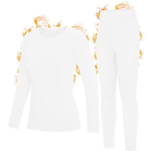image:imageRoadbox Thermal Underwear Sets for Women Long Johns Fleece Lined Top amp Bottom Warm Skiing Base Layer Cold Weather WinterWhite