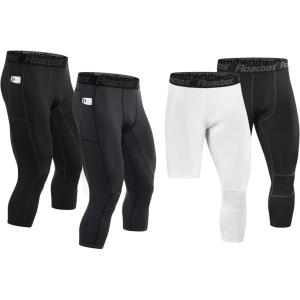 image:imageRoadbox Basketball Sports Pants Set Mens Compression Pants2 Pack 34 Pants  2 Pack 34 One Leg Pants Size M