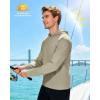 image:imageRoadbox Mens UPF 50 Long Sleeve Sun Hoodie Fishing Shirts for Men UV Protection Hooded for Hiking Running WorkoutKhaki