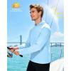 image:imageRoadbox Mens UPF 50 Long Sleeve Sun Hoodie Fishing Shirts for Men UV Protection Hooded for Hiking Running WorkoutLight Blue
