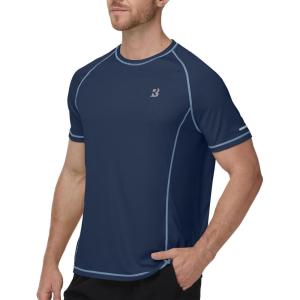 image:imageRoadbox Mens Short Sleeve Rash Guard UPF 50 Quick Dry Swim ShirtsUV Sun Protection Water TShirt for Beach and SurfingNavy Blue