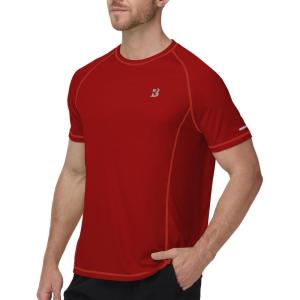 image:imageRoadbox Mens Short Sleeve Rash Guard UPF 50 Quick Dry Swim ShirtsUV Sun Protection Water TShirt for Beach and SurfingRed