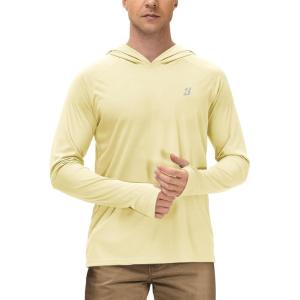 image:imageRoadbox Mens UPF 50 Long Sleeve Sun Hoodie Fishing Shirts for Men UV Protection Hooded for Hiking Running WorkoutYellow