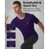 image:imageRoadbox Mens Compression Shirt Short Sleeve Cool Dry Athletic Football Base Layer Tops Sports Running Workout T ShirtsDark Purple