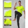 image:imageRoadbox Mens Compression Shirt Short Sleeve Cool Dry Athletic Football Base Layer Tops Sports Running Workout T ShirtsFluorescent Yellow