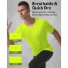 image:imageRoadbox Mens Compression Shirt Short Sleeve Cool Dry Athletic Football Base Layer Tops Sports Running Workout T ShirtsFluorescent Yellow