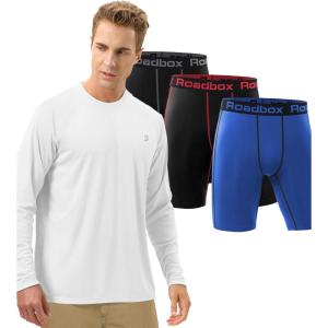 image:imageRoadbox Size 2XL Mens Sun Protection Long Sleeve Shirts amp Mens 3 Pack Compression Shorts Underwear
