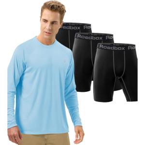 image:imageRoadbox Size 3XL Mens Sun Protection Long Sleeve Shirts amp Mens 3 Pack Compression Shorts Underwear