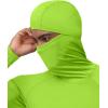 image:imageRoadbox Mens Compression Shirt Hoodie with Mask Long Sleeve Workout Athletic Base Layer Sports Gym Running Undershirt TopLime Green