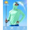 image:imageRoadbox UPF 50 Fishing Shirts for Men Long Sleeve UV Sun Hoodie with Mask Outdoor Swim Hiking Running Workout Rash GuardGreen