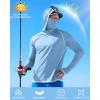 image:imageRoadbox UPF 50 Fishing Shirts for Men Long Sleeve UV Sun Hoodie with Mask Outdoor Swim Hiking Running Workout Rash GuardLight Blue