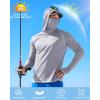 image:imageRoadbox UPF 50 Fishing Shirts for Men Long Sleeve UV Sun Hoodie with Mask Outdoor Swim Hiking Running Workout Rash GuardLight Gray