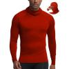 image:imageRoadbox Mens Compression Shirt Hoodie with Mask Long Sleeve Workout Athletic Base Layer Sports Gym Running Undershirt TopTomato Red