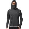 image:imageRoadbox UPF 50 Fishing Shirts for Men Long Sleeve UV Sun Hoodie with Mask Outdoor Swim Hiking Running Workout Rash GuardDark Gray