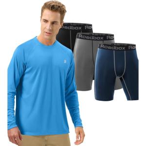 image:imageRoadbox Size M Mens Sun Protection Long Sleeve Shirts amp Mens 3 Pack Compression Shorts Underwear
