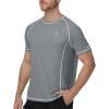 image:imageRoadbox Mens Short Sleeve Swim Shirt UPF 50 Quick Dry Rash Guard UV Sun Protection Water TShirt for Beach and SurfingEco Gray