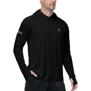 image:imageRoadbox Mens UPF 50 Sun Protection Hoodie UV Long Sleeve Fishing Shirts Outdoor Swim Hiking Running Workout Rash GuardBlack
