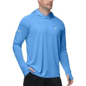 image:imageRoadbox Mens UPF 50 Sun Protection Hoodie UV Long Sleeve Fishing Shirts Outdoor Swim Hiking Running Workout Rash GuardMedium Blue