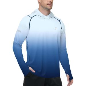image:imageRoadbox Mens UPF 50 Sun Protection Hoodie UV Long Sleeve Fishing Shirts Outdoor Swim Hiking Running Workout Rash GuardNavy Blue Gradient