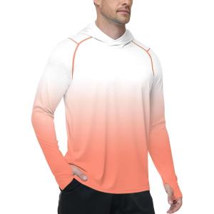image:imageRoadbox Mens UPF 50 Sun Protection Hoodie UV Long Sleeve Fishing Shirts Outdoor Swim Hiking Running Workout Rash GuardOrange Gradient