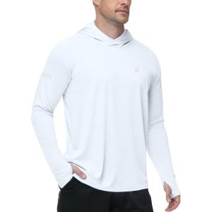 image:imageRoadbox Mens UPF 50 Sun Protection Hoodie UV Long Sleeve Fishing Shirts Outdoor Swim Hiking Running Workout Rash GuardWhite