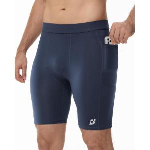 image:imageRoadbox Workout Compression Shorts for Men  8 Running Spandex Shorts with Pockets Gym Sport Athletic Performance UnderwearBlue Gray