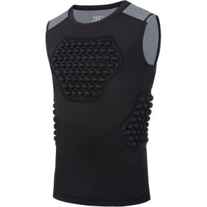 image:imageRoadbox Youth Baseball Chest Protector Kids Softball Padded Compression Shirt Rib Heart Sternum Guard for Football LacrosseBlackGray