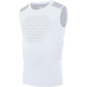 image:imageRoadbox Youth Baseball Chest Protector Kids Softball Padded Compression Shirt Rib Heart Sternum Guard for Football LacrosseWhiteGray