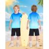 image:imageRoadbox Boys Rash Guard Short Sleeve Swim Shirt UPF 50 Sun Protection Quick Dry Kids Rashguard Water Shirt for Surf Beach01 Bluegreen