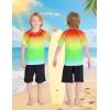 image:imageRoadbox Boys Rash Guard Short Sleeve Swim Shirt UPF 50 Sun Protection Quick Dry Kids Rashguard Water Shirt for Surf Beach03 Rainbow
