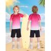 image:imageRoadbox Boys Rash Guard Short Sleeve Swim Shirt UPF 50 Sun Protection Quick Dry Kids Rashguard Water Shirt for Surf Beach04 Rose Red Gradient