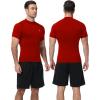 image:imageRoadbox Mens Compression Shirt Mock Turtleneck Short Sleeve Athletic Undershirt Quick Dry Base Layer Top for Gym WorkoutTomato Red