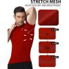 image:imageRoadbox Mens Compression Shirt Mock Turtleneck Short Sleeve Athletic Undershirt Quick Dry Base Layer Top for Gym WorkoutTomato Red