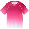 image:imageRoadbox Boys Rash Guard Short Sleeve Swim Shirt UPF 50 Sun Protection Quick Dry Kids Rashguard Water Shirt for Surf Beach04 Rose Red Gradient