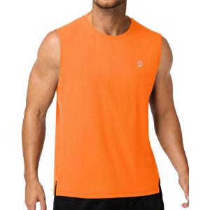 image:imageRoadbox Mens Athletic Sleeveless Shirts Quick Dry Workout Tank Top Lightweight Muscle Shirts for Sports Gym Running SummerBright Orange