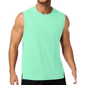 image:imageRoadbox Mens Athletic Sleeveless Shirts Quick Dry Workout Tank Top Lightweight Muscle Shirts for Sports Gym Running SummerSeaweed Green
