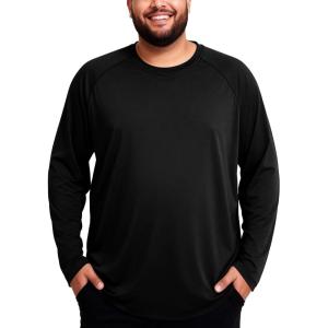 image:imageRoadbox Mens Big and Tall UPF 50 UV Sun Protection Shirts Long Sleeve Cooling Rash Guard Quick Dry Fishing Swim TShirtBlack