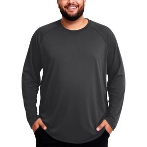 image:imageRoadbox Mens Big and Tall UPF 50 UV Sun Protection Shirts Long Sleeve Cooling Rash Guard Quick Dry Fishing Swim TShirtDark Gray