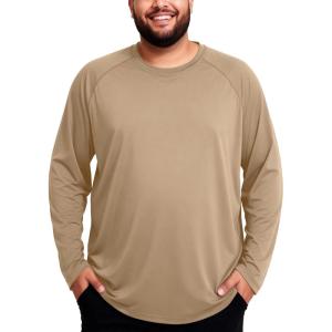 image:imageRoadbox Mens Big and Tall UPF 50 UV Sun Protection Shirts Long Sleeve Cooling Rash Guard Quick Dry Fishing Swim TShirtKhaki