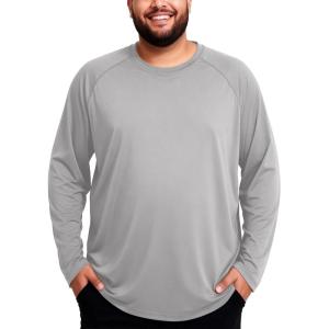image:imageRoadbox Mens Big and Tall UPF 50 UV Sun Protection Shirts Long Sleeve Cooling Rash Guard Quick Dry Fishing Swim TShirtLight Gray
