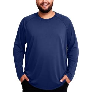 image:imageRoadbox Mens Big and Tall UPF 50 UV Sun Protection Shirts Long Sleeve Cooling Rash Guard Quick Dry Fishing Swim TShirtMedium Blue