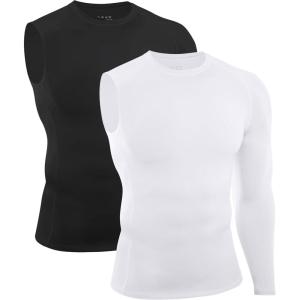 image:imageRoadbox Mens Compression Shirts Long Sleeve Single Arm Workout Top Athletic Base Layer Undershirt for Gym and BasketballLeft Long Blackwhite