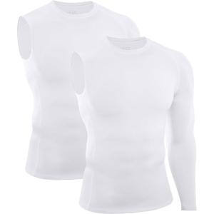 image:imageRoadbox Mens Compression Shirts Long Sleeve Single Arm Workout Top Athletic Base Layer Undershirt for Gym and BasketballLeft Long Whitewhite