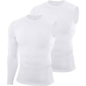 image:imageRoadbox Mens Compression Shirts Long Sleeve Single Arm Workout Top Athletic Base Layer Undershirt for Gym and BasketballRight Long Whitewhite