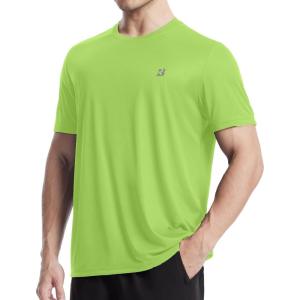 image:imageRoadbox Mens UPF 50 Rash Guard Short Sleeve Quick Dry UV Sun Protection SPF Swim Shirts Moisture Wicking Athletic Workout Running TShirt for Water Sports Gym Lime Green